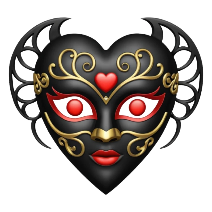 heart with gothic mask sticker
