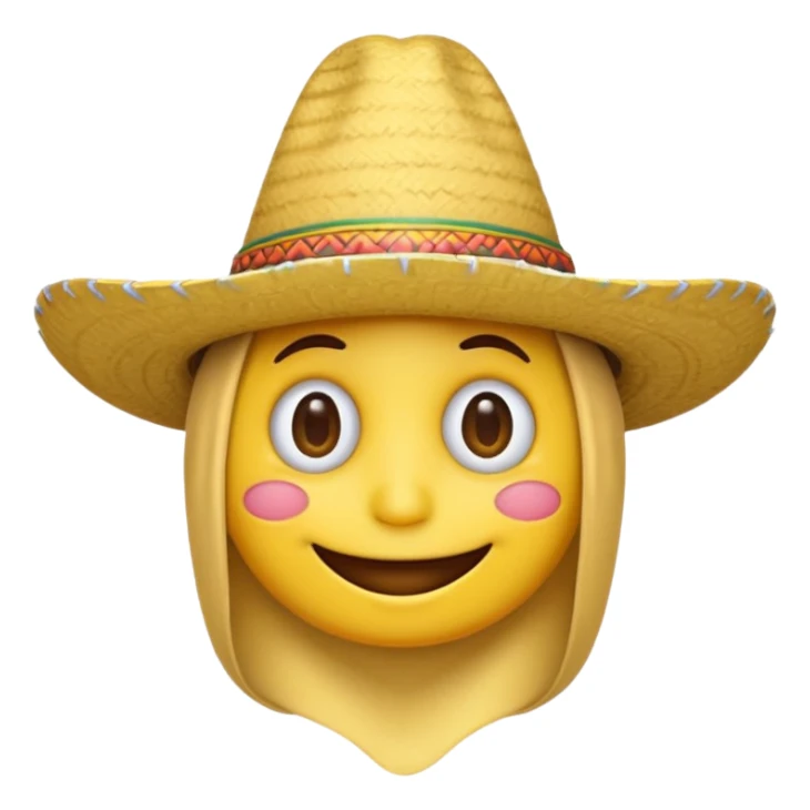 Circle yellow emoji smiling with drained eyes and sombrero  sticker