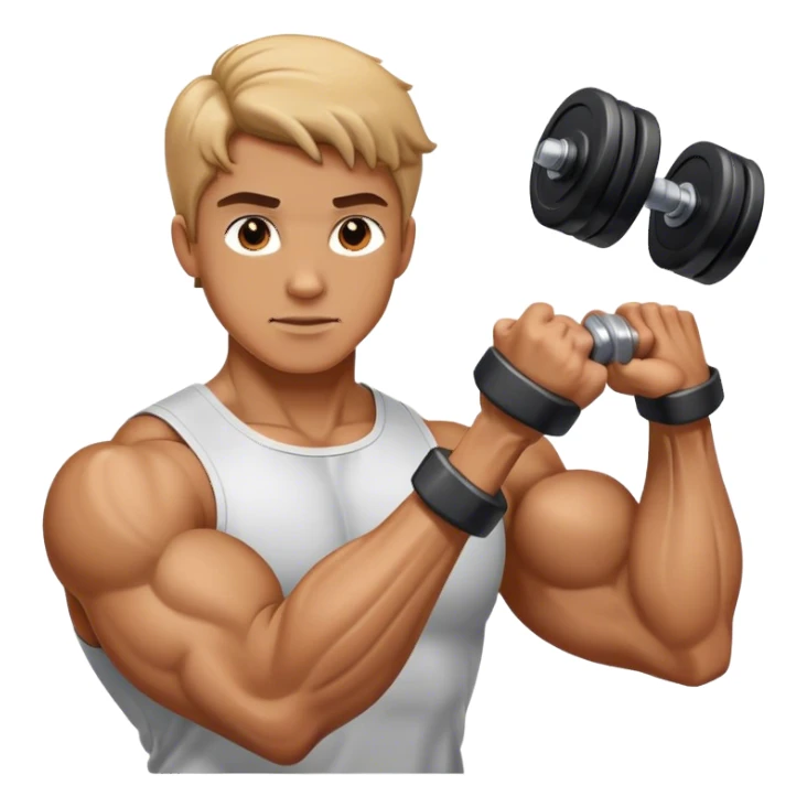 Arm curling dumbbell with veiny biceps sticker