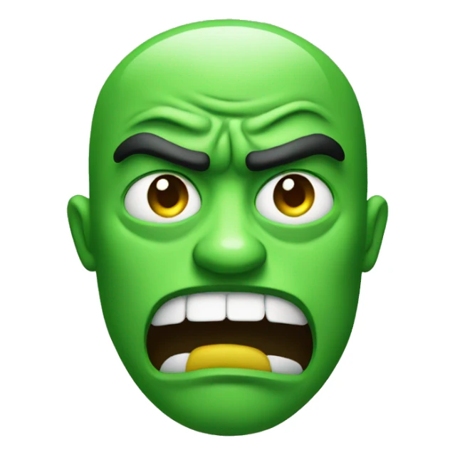 green angry face sticker