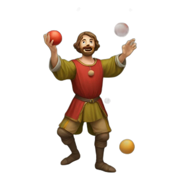 medieval juggler juggling 4 balls over them sticker