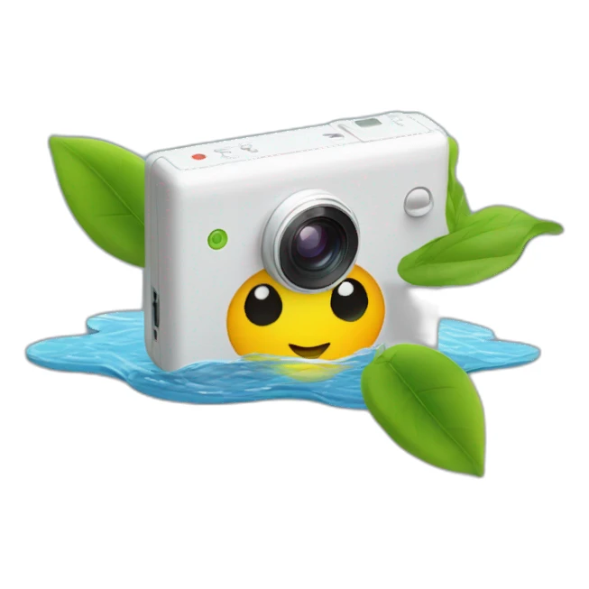 small-leaf-floating-on-water-block-and-security-ptz-camera-behind sticker
