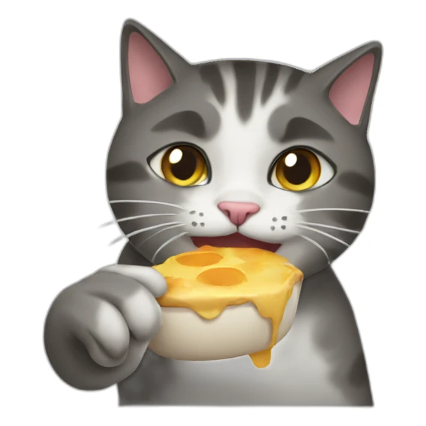 Cat eating a food sticker