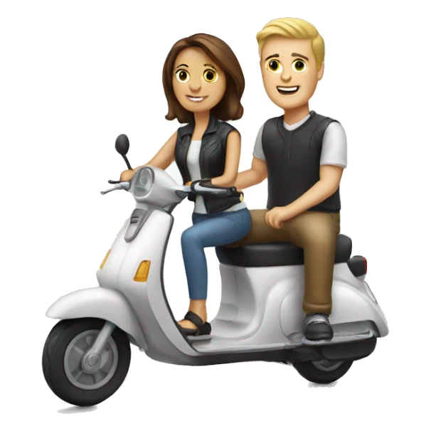 White Couple on scooter sticker