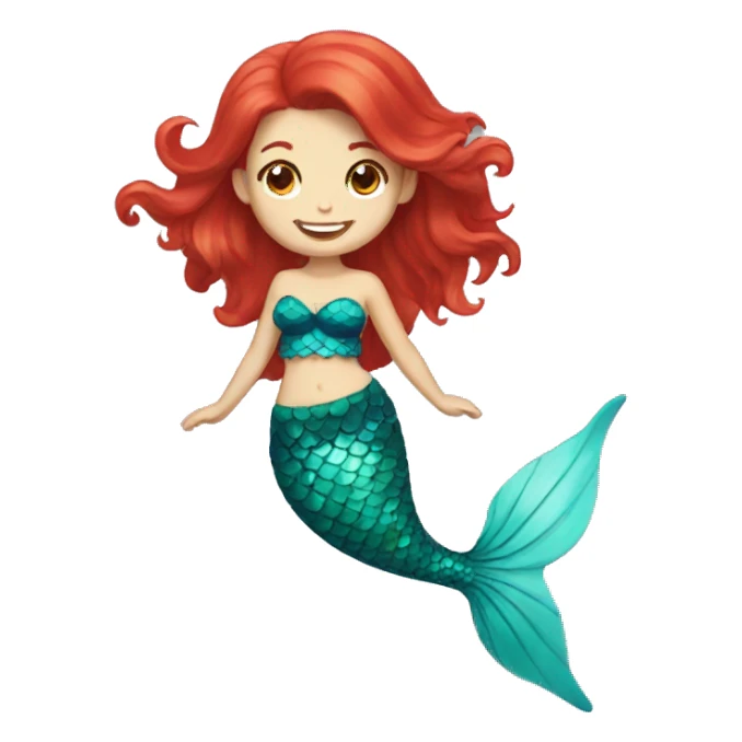 mermaid with red hair smiling sticker