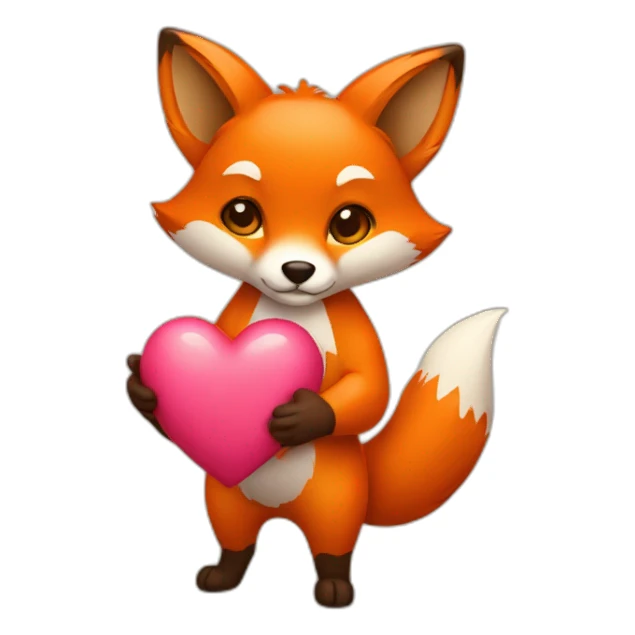 fox holding heart sticker