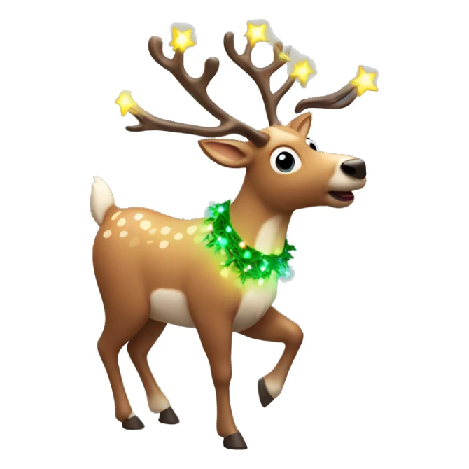 Dancing reindeer with christmas lights sticker