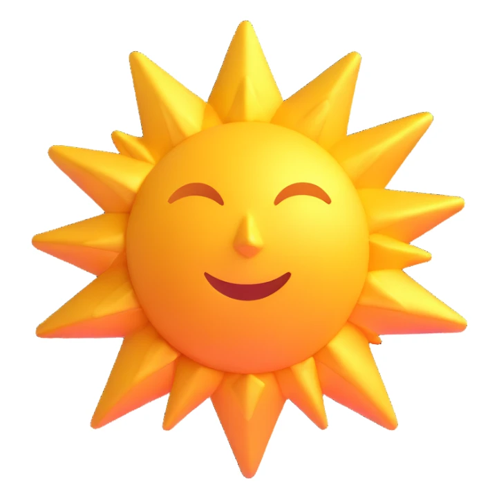 sun as a golden star shape, glowing sticker
