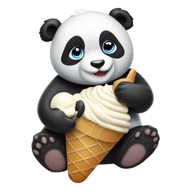 Panda eating ice cream sticker