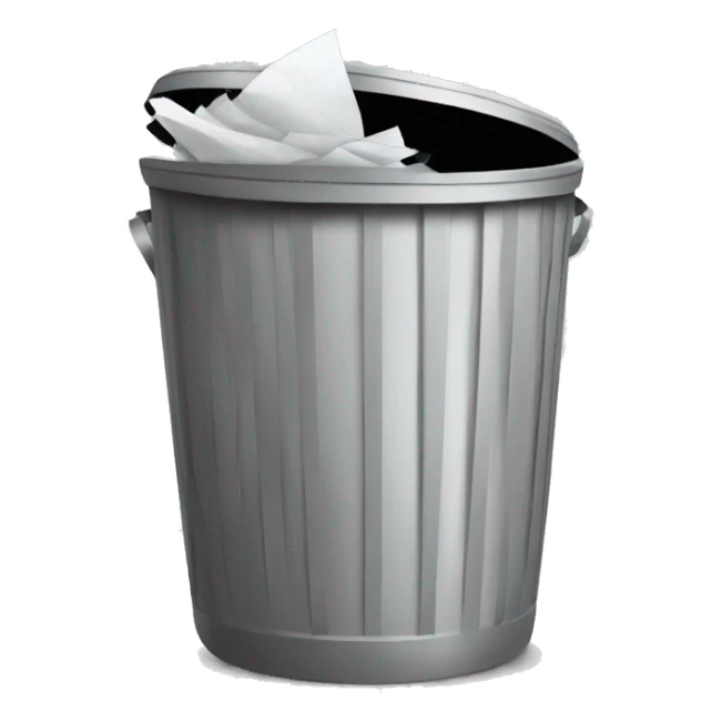 trash bin with paper sticker