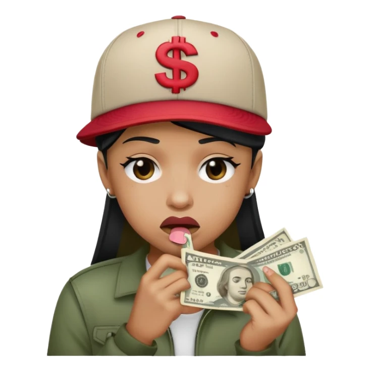 Sad lip bite money thug SnapBack  sticker