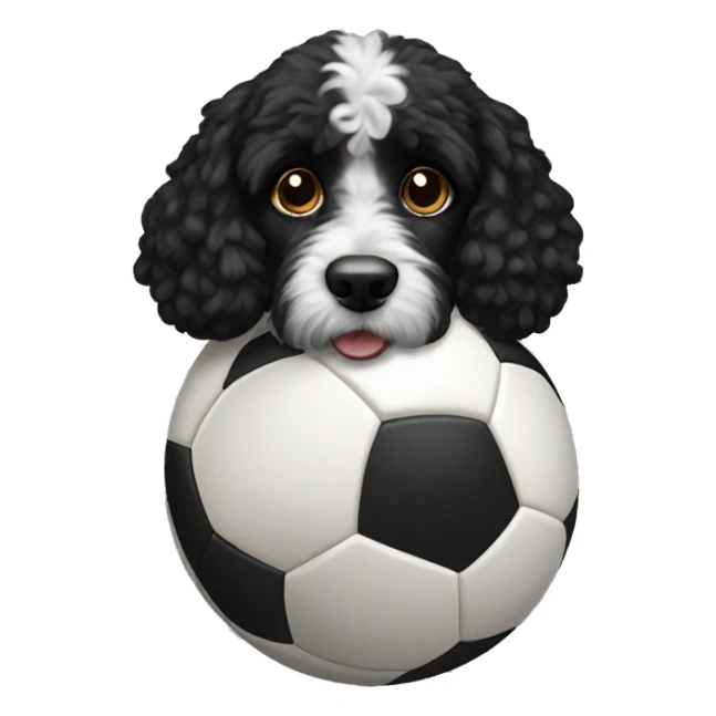 black cockapoo playing football sticker