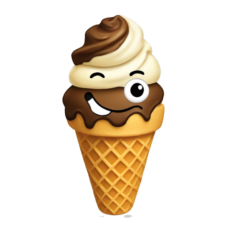 coffee ice cream in a waffle cone sticker