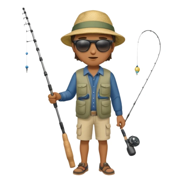 man casting a fishing rod, full body sticker