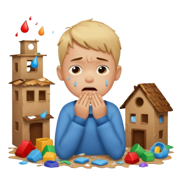 Little boy crying and making crazy home sticker