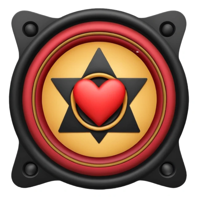 Black speaker with heartagram in it sticker