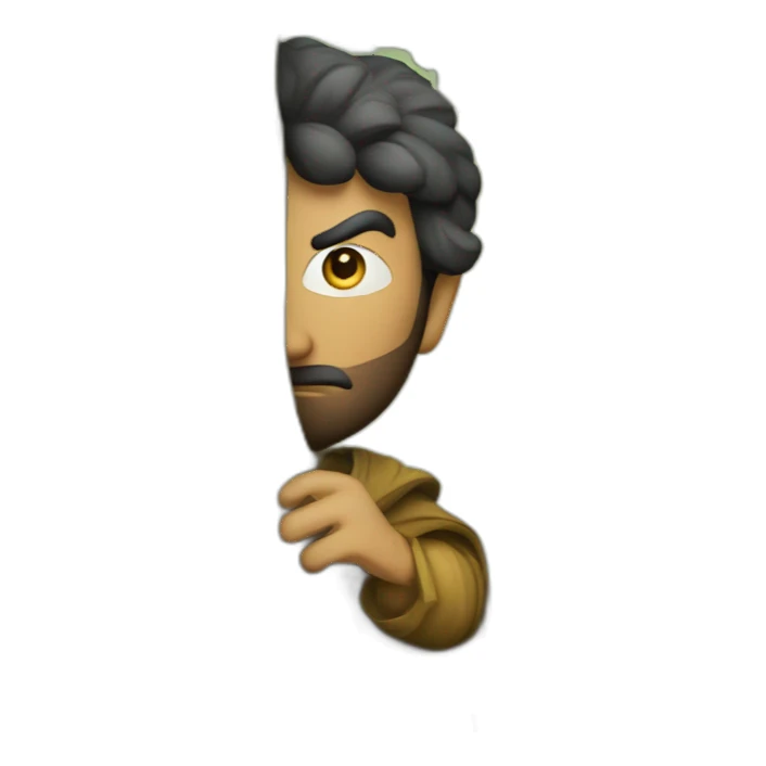 medieval serious man hidden behind tree sticker