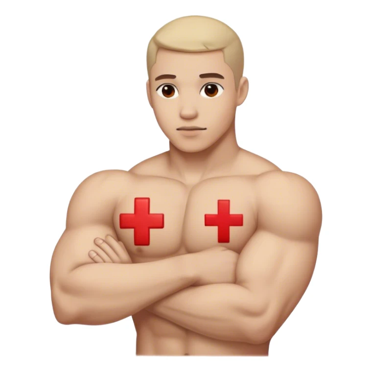 a bicep with a red cross through it sticker