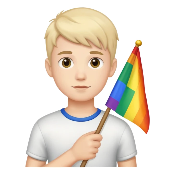 Boy holding gay flag  sticker