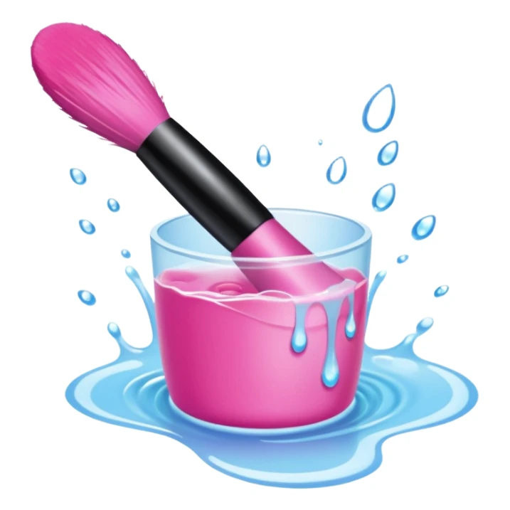water Rinse pink makeup brush sticker