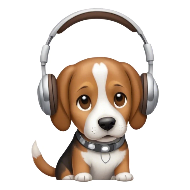 Beagle with headphones sticker