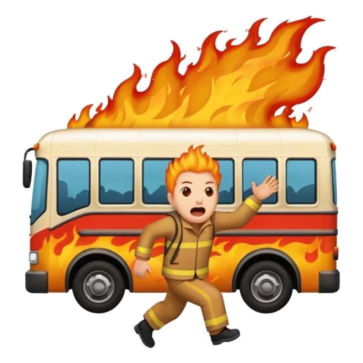 Bus running person over on fire sticker