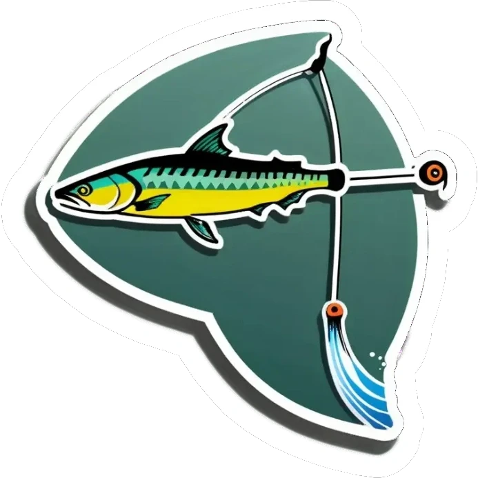 bent fishing pole sticker