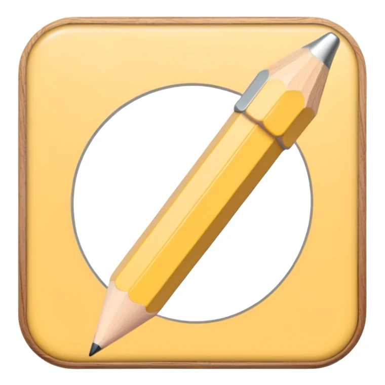Pencil icon in chibi style, pastel colors sticker
