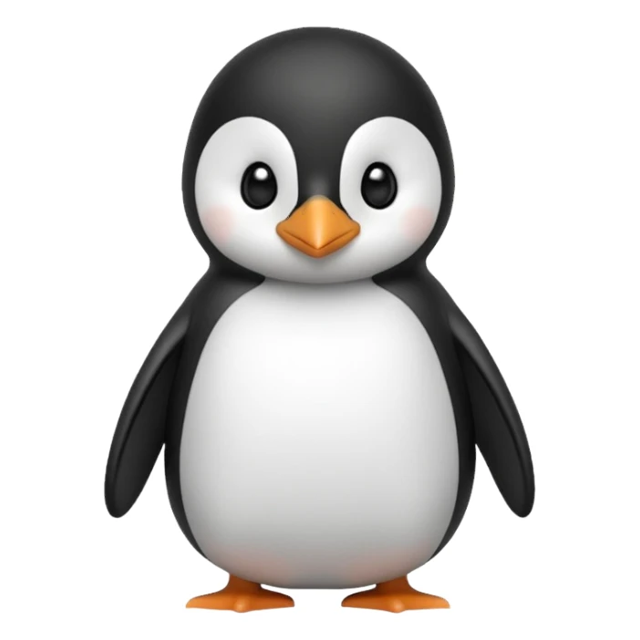 fluffy cute penguin, front view sticker