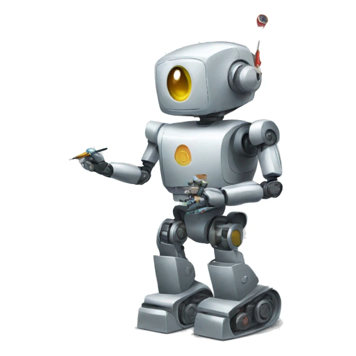robot is painting  sticker