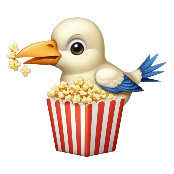 Bird eating popcorn sticker