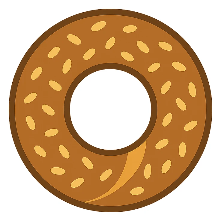 simit bread, flat color icon, bold lines, minimal details sticker