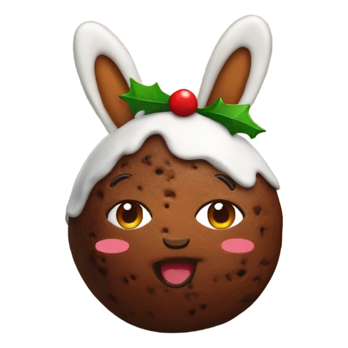Christmas pudding wearing bunny ears sticker
