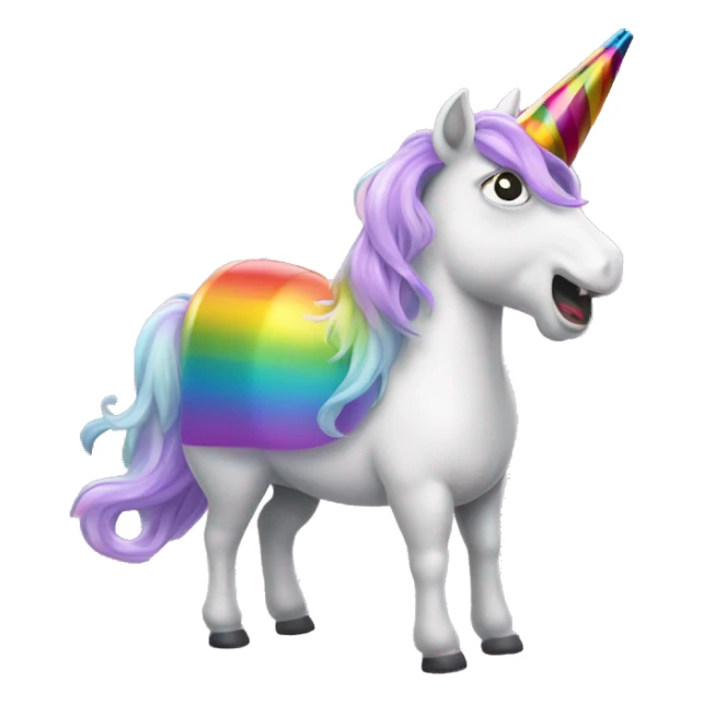 Rainbow unicorn with a party blower sticker