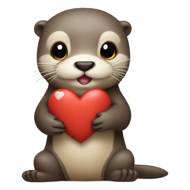 Otter holding heart sticker