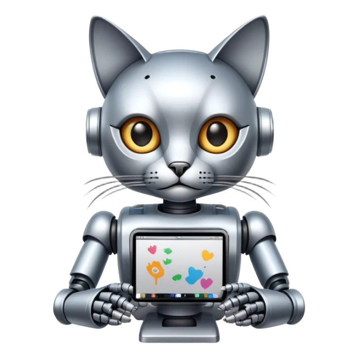 robot cat artist  sticker