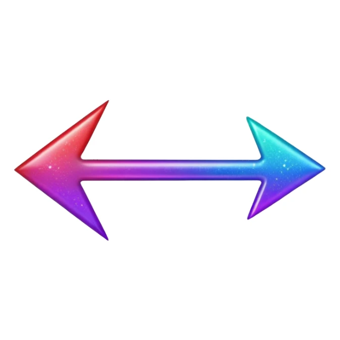 color gradient between red and purple glitter arrow sticker