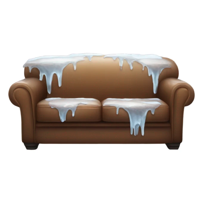 Brown sofa covered in ice sticker