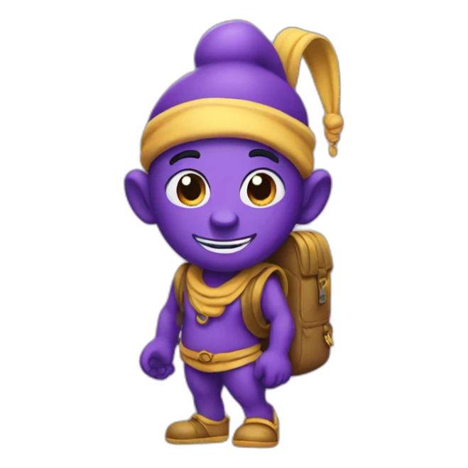 purple genie with a backpack sticker