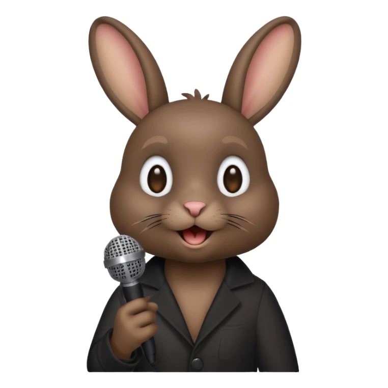 black bunnie singing , holding mic sticker