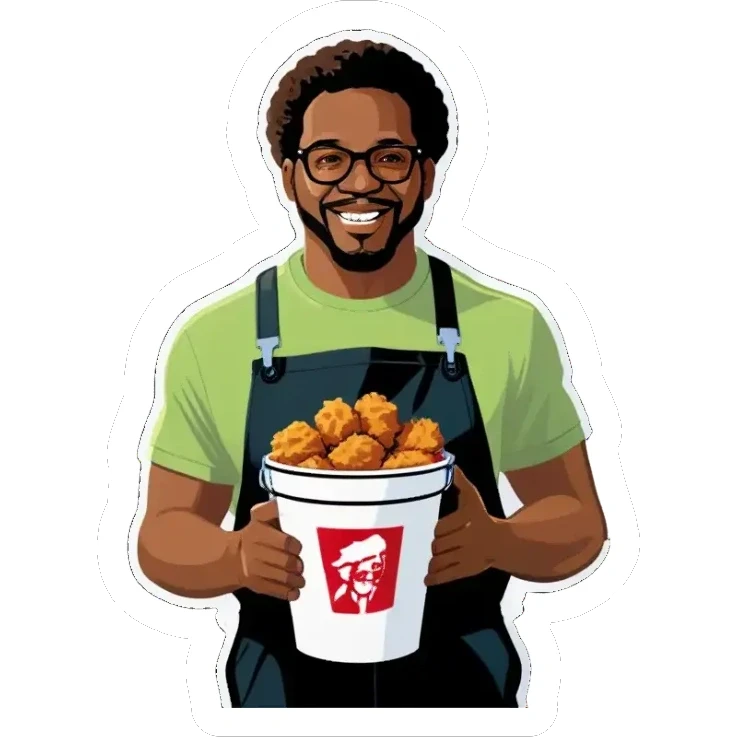 african american man holding kfc sticker