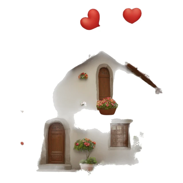 Casa con flores rojas sticker