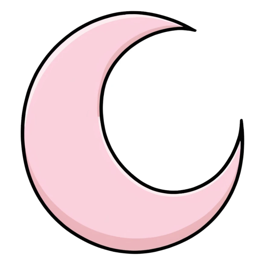 shimmering light pink crescent moon with sparkles sticker