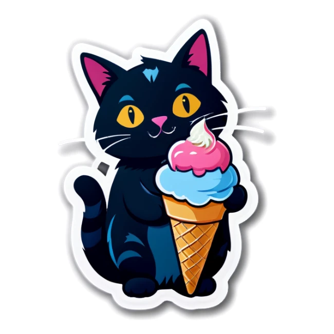 Cat with ice cream  sticker