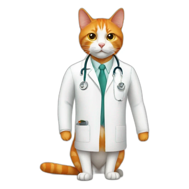 Orange cat doctor white jacket sticker