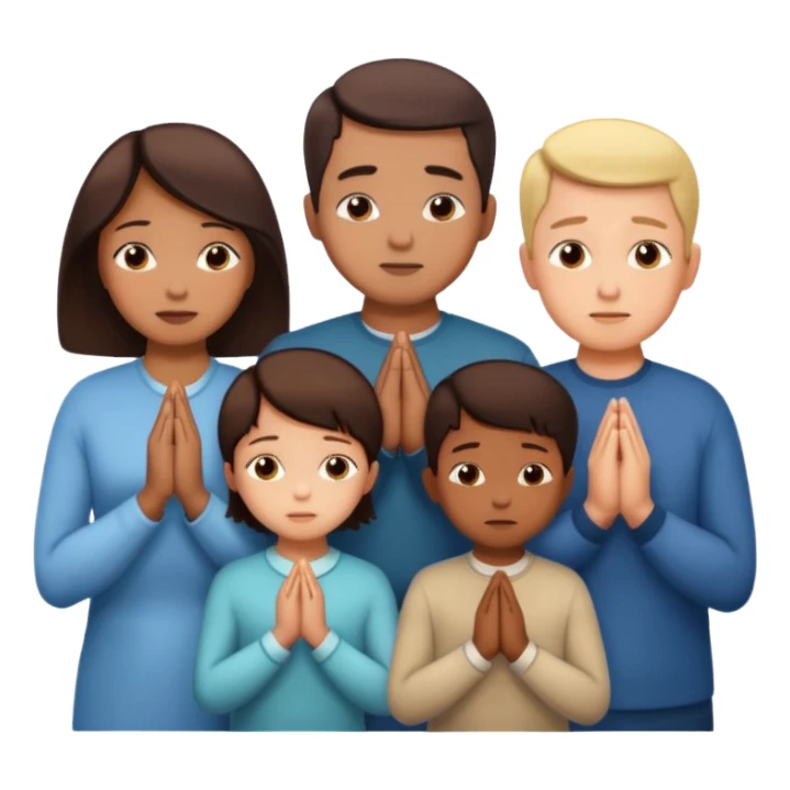 a family praying sticker