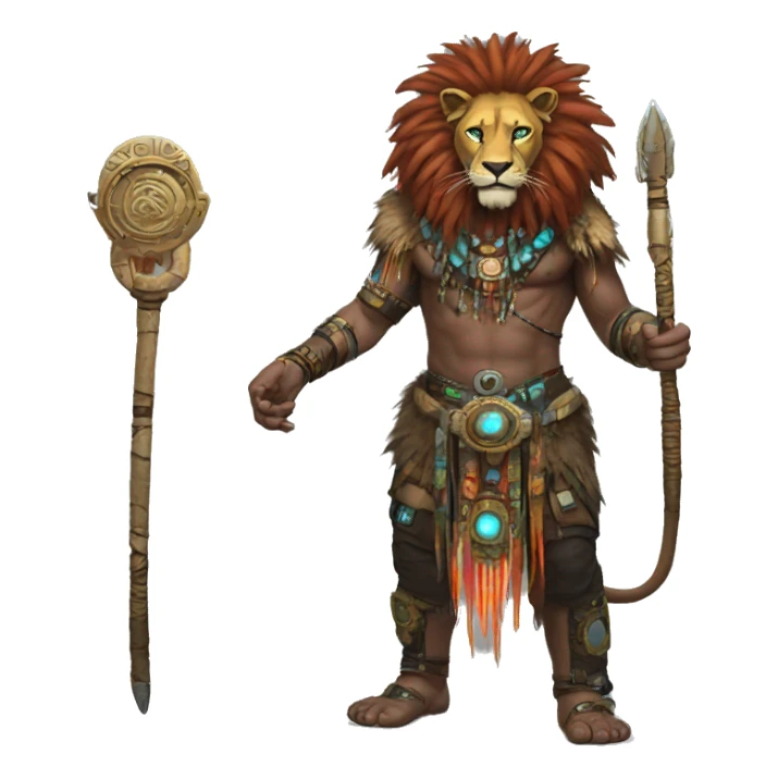 A lion shaman cyberpunk sticker