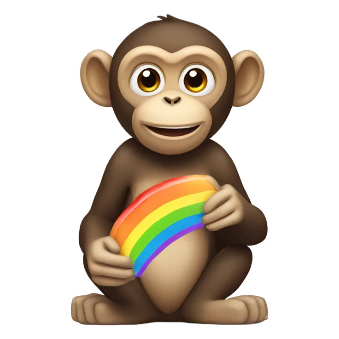 monkey eating rainbow sticker