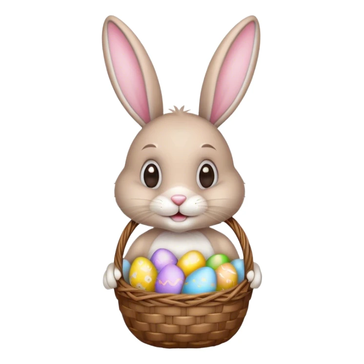 easter bunny with egg basket sticker