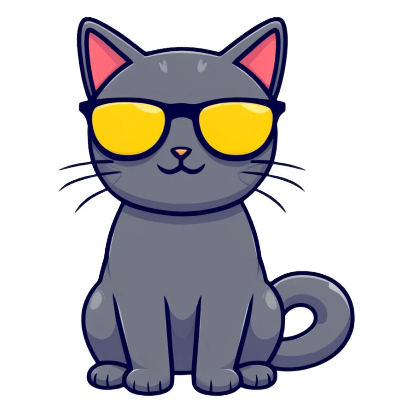 black cat wearing sunglasses sticker